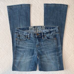Madewell Distressed Bootlegger Jeans, Boot Cut Medium Wash Denim, Size 24 Waist